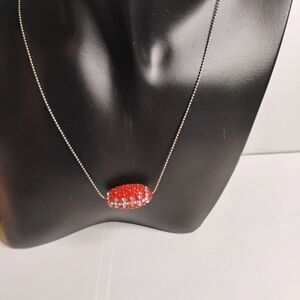 925 Beaded Rhinestone Football‎ Necklace